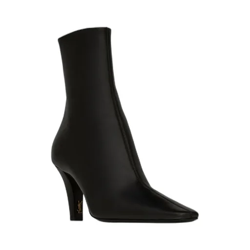 Saint Laurent Jill Square Pointed-Toe Ankle Boots
