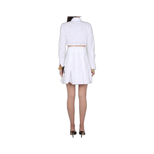 Patou Cut Out Detailed Pleated Mini Shirt Dress