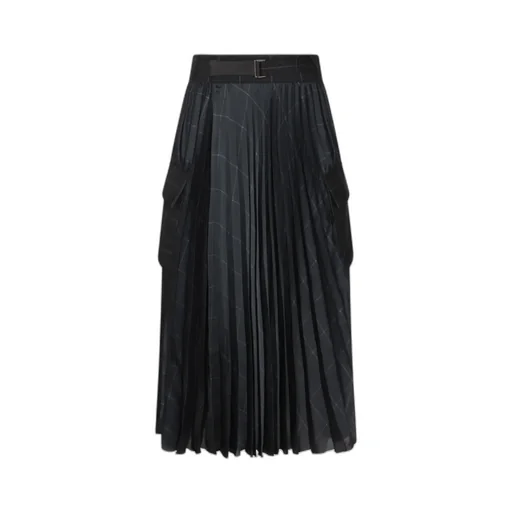 Sacai Windowpane Satin Skirt