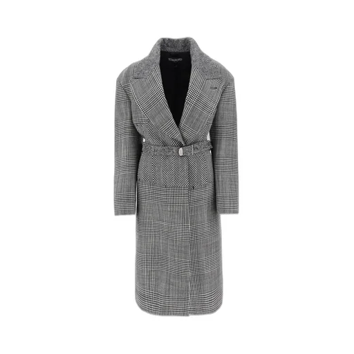 Tom Ford Houndstooth-Pattern Straight Hem Belted Coat