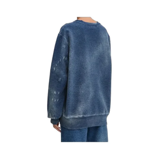 Barrow Logo Printed Crewneck Denim Sweatshirt