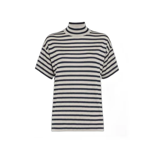 Brunello Cucinelli Striped Roll Neck Knitted Top