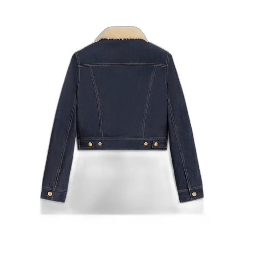 Trucker Sherpa Jacket In Raw Wash Denim