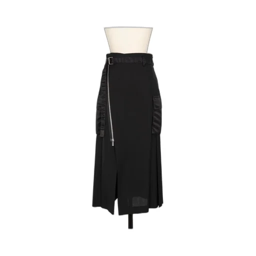 Sacai Zip-Detailed Belted Cargo Midi Skirt