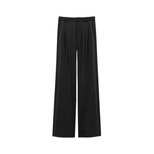 Wide-Leg Tuxedo Pants In Grain De Poudre