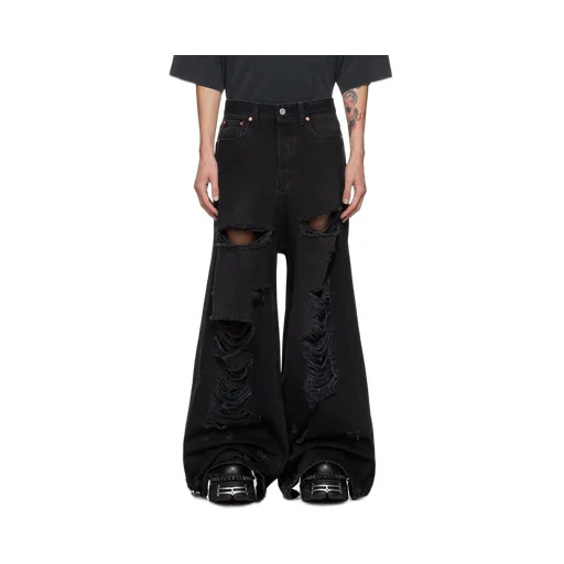 Vetements Distressed Wide Leg Jeans