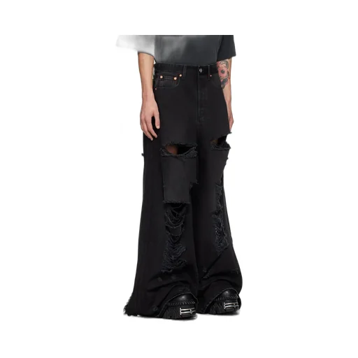 Vetements Distressed Wide Leg Jeans