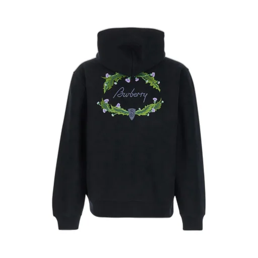 Burberry Logo Embroidered Zip-Up Drawstring Hoodie