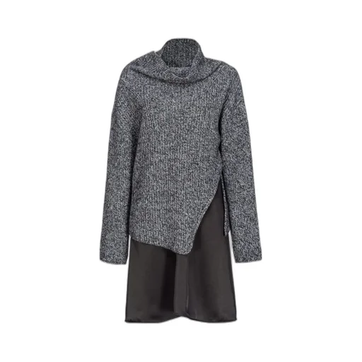 Pinko High-Neck Layered Knitted Dress