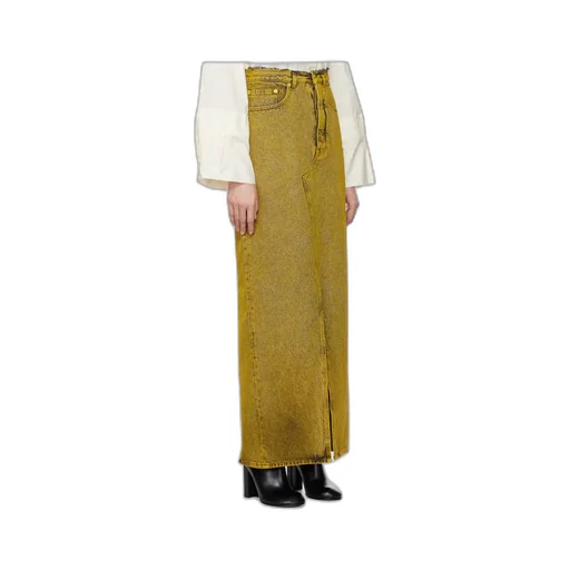 Mm6 Maison Margiela Straight Hem Denim Maxi Skirt