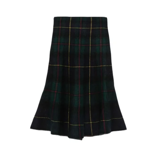 Plaid Flared Skirt