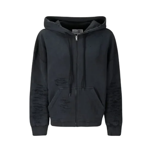 Mm6 Maison Margiela Distressed Zip-Up Hoodie