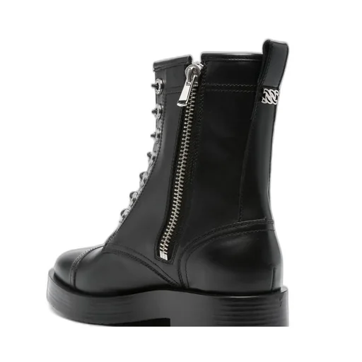 Casadei Round Toe Zipped Lace-Up Boots