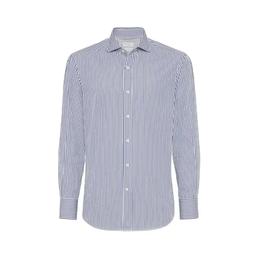 Brunello Cucinelli Striped Poplin Slim Fit Shirt