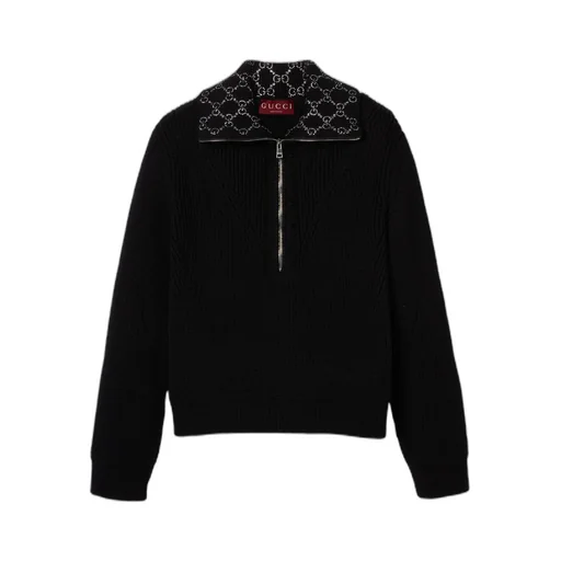 Gucci Gg Embroidered Chunky Knit Top