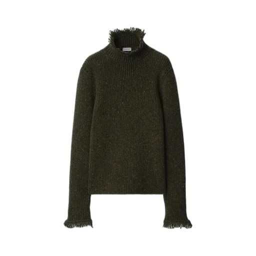 Burberry High-Neck Fringed-Edge Jumper