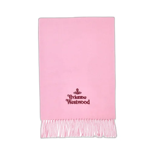 Vivienne Westwood Logo Embroidered Fringed Scarf