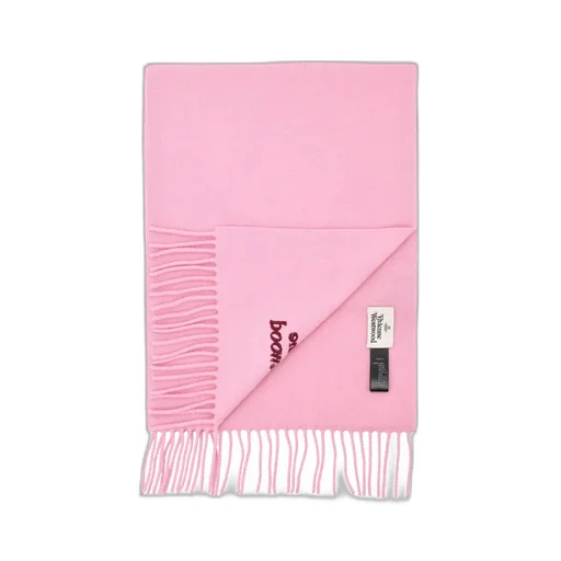 Vivienne Westwood Logo Embroidered Fringed Scarf