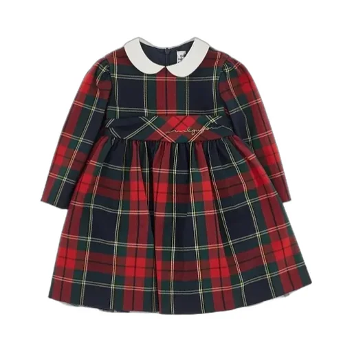 Il Gufo Tartan-Checked Bow Detailed Dress