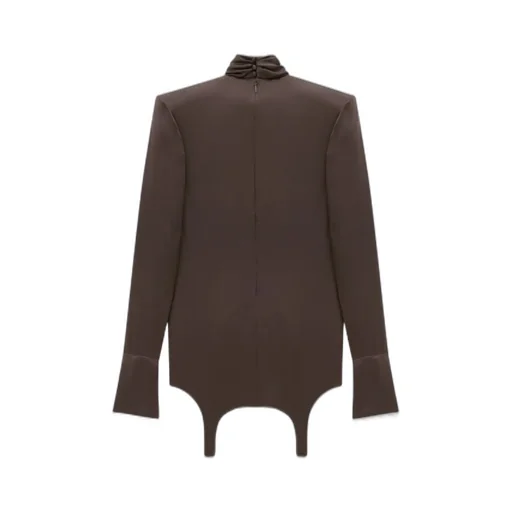 Saint Laurent Twist-Neck Garter Blouse