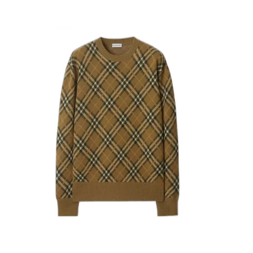 Burberry Checked Knitted Crewneck Jumper
