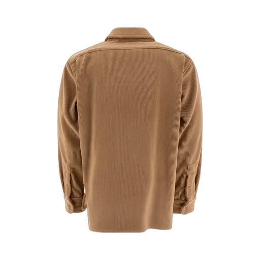 Burberry Logo Embroidered Zipped Corduroy Overshirt