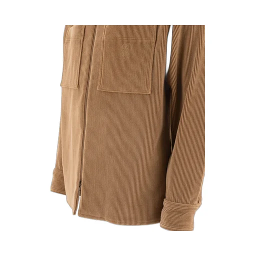 Burberry Logo Embroidered Zipped Corduroy Overshirt