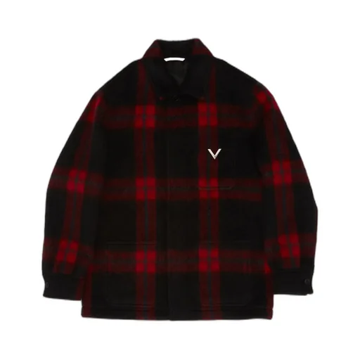 Valentino Logo Plaque Check-Patterned Jacket