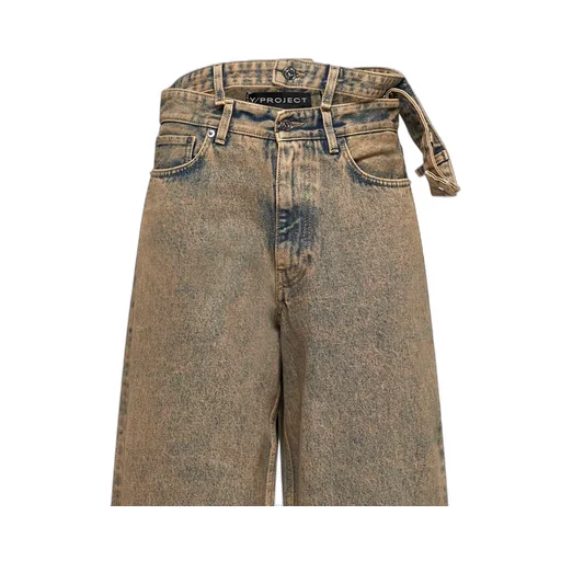Y/Project Logo Patch Double Waist Jeans