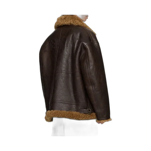 Lapel Long-Sleeved Leather Jacket