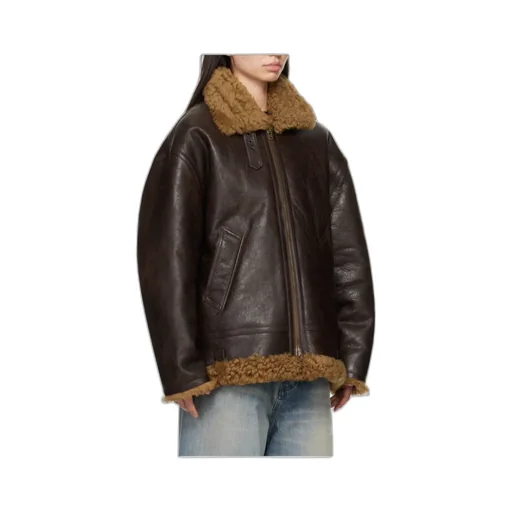 Lapel Long-Sleeved Leather Jacket