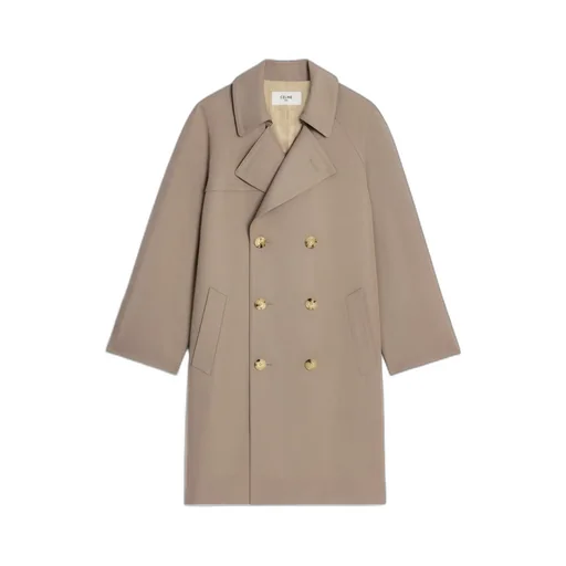Trench Coat In Wool Gabardine And Cotton