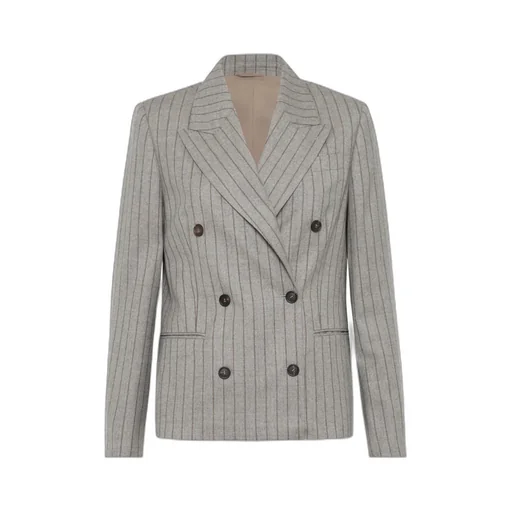 Brunello Cucinelli Double Breasted Pinstriped Jacket