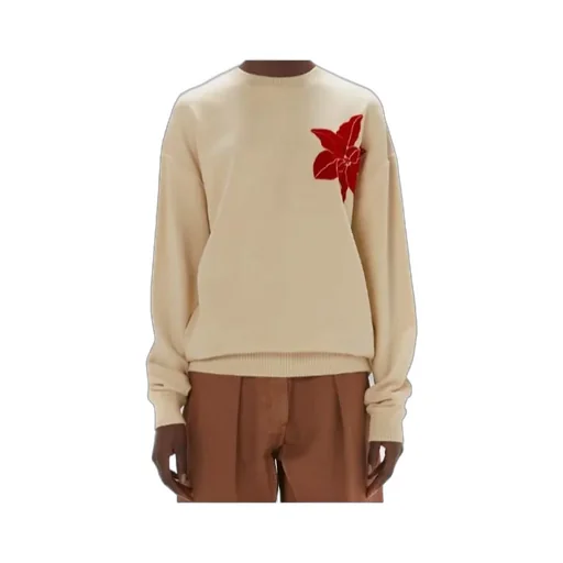 Floral-Motif Crew-Neck Sweatshirt