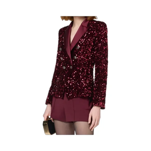 Elisabetta Franchi Double Breasted Sequin Embellished Blazer