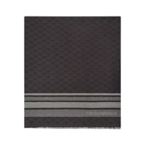Emporio Armani Logo Jacquard Striped Frayed Scarf