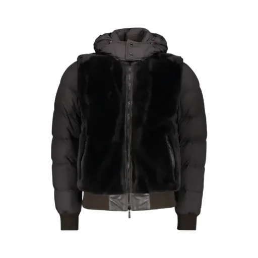 Fur-Panel Zip-Up Jacket