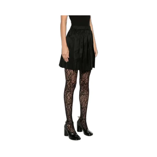 Elasticated-Waist Pleated Mini Skirt