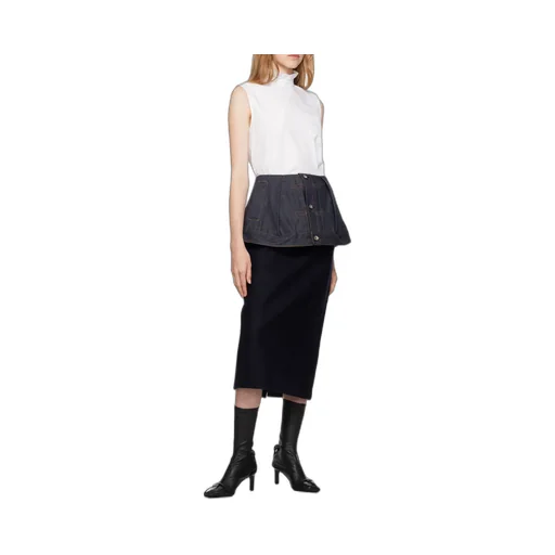 Sacai Ruffled Neck Sleeveless Blouse