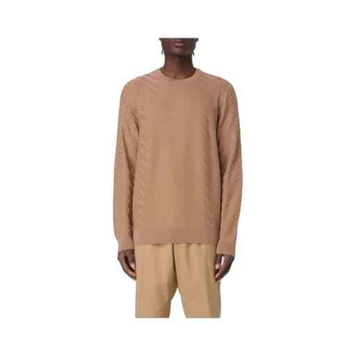 Diagonal-Pattern Crew-Neck Sweater