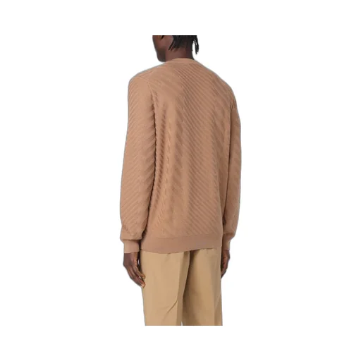 Diagonal-Pattern Crew-Neck Sweater