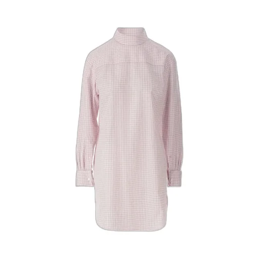 Dries Van Noten Grid Mock-Neck Long-Sleeve Shirt