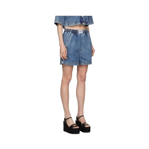 Elastic Waist Denim Shorts