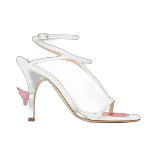 Strappy Floral Decal High-Heeled Sandals