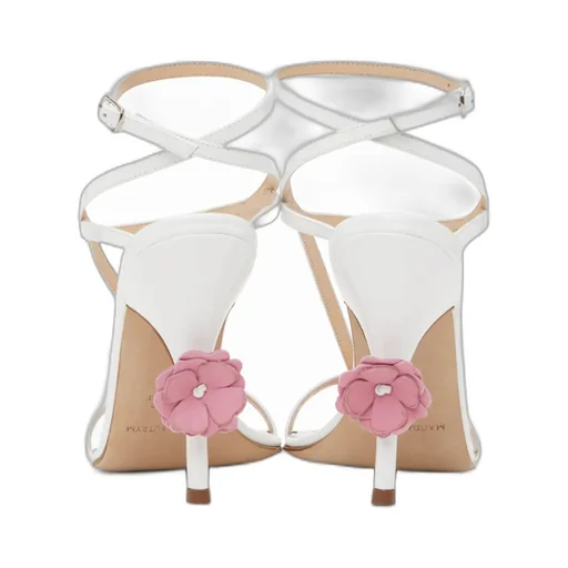 Strappy Floral Decal High-Heeled Sandals
