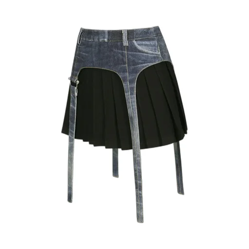 Trompe L'oeil Pleated Mini Skirt
