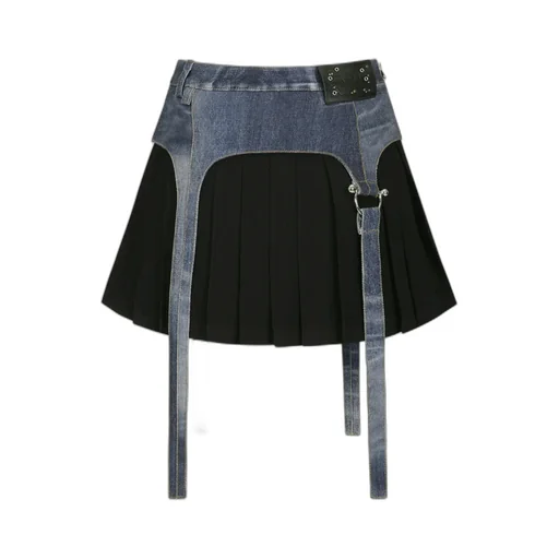 Trompe L'oeil Pleated Mini Skirt