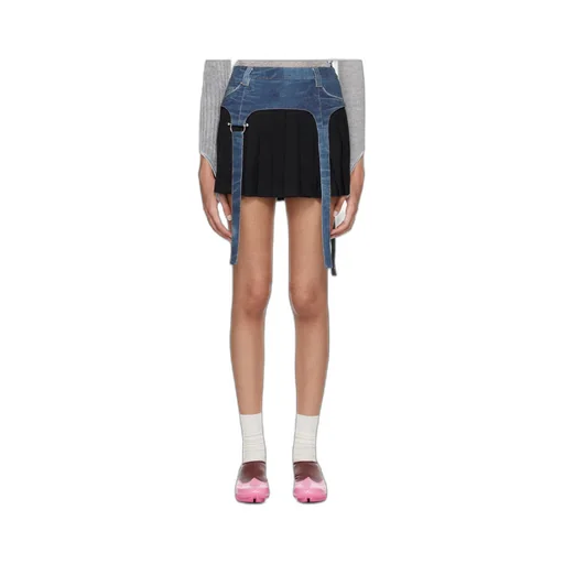 Trompe L'oeil Pleated Mini Skirt