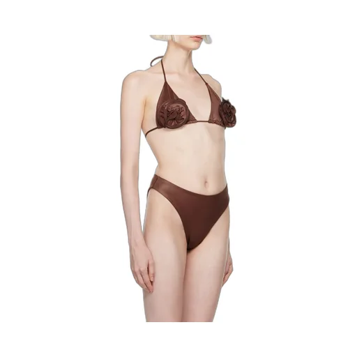 Rose-Embellished Triangle Bikini Top