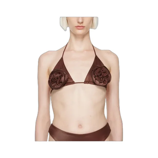 Rose-Embellished Triangle Bikini Top